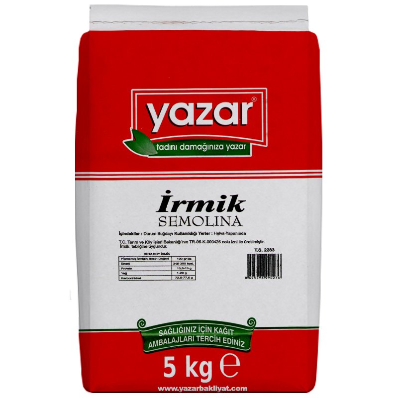 Yazar İrmik 5 Kg x 4 Paket